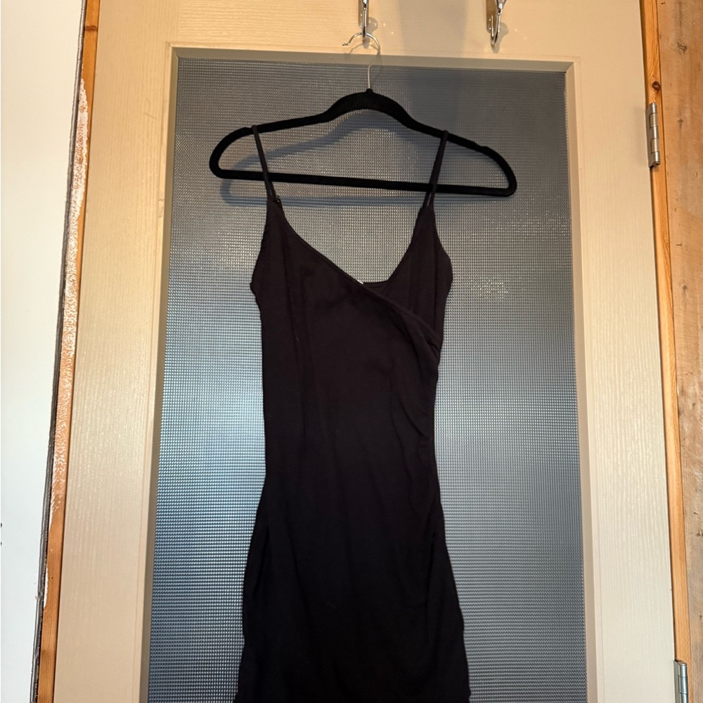 Garage Black Dress with Spaghetti Straps and side ruching